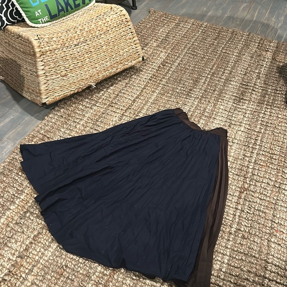 Till Navy N Brown Pleated Midi Skirt Size Small